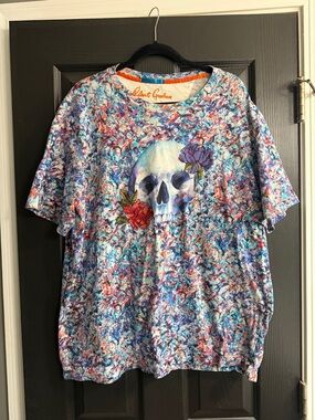 Robert Graham Multicolor Abstract Floral & Geometric Print Tee